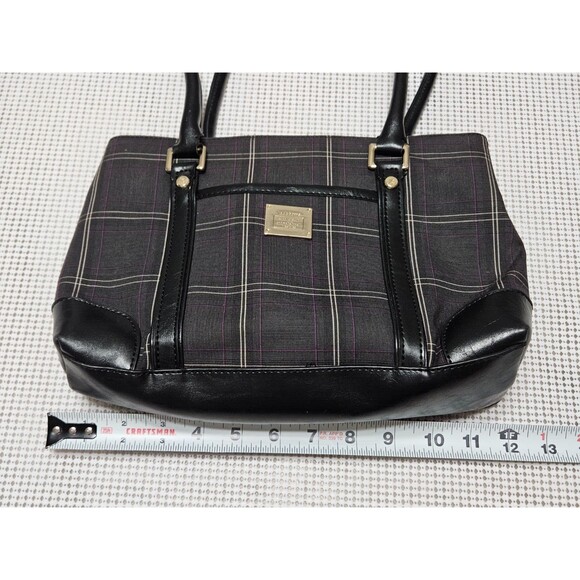 Liz Claiborne gray with red & cream plaid shoulder bag lots of storage - Picture 8 of 9